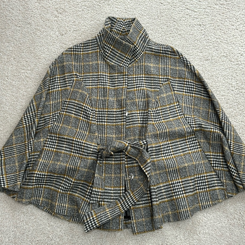 Stylish Cape Jacket, Wool Blend, XS